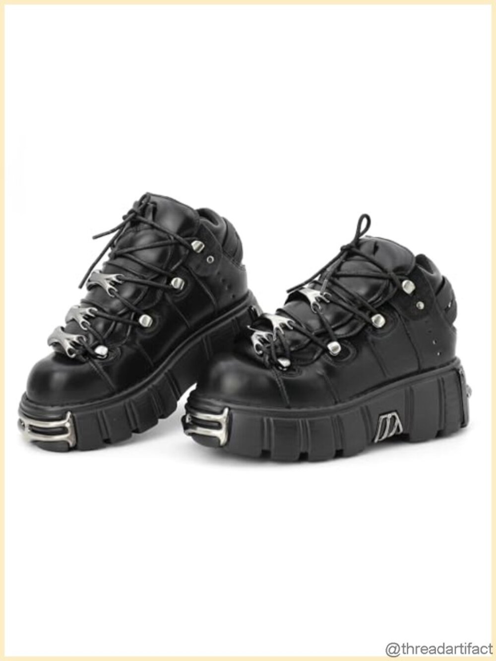Waterproof Synthetic Leather Platform Combat Boots Lace-Up Ankle Bootie Punk